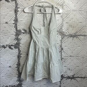 Wild Fable Striped Halter Dress in Sage and White